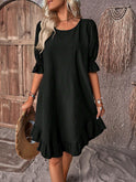 Blue Daisy summer dress by Lumina Wear, featuring a tummy-covering design perfect for warm weather.