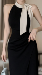 Isla | Black Halter Neck Midi Dress - Lumina - Lumina Vancouver