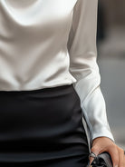 Delphine | White Draped Satin Blouse - Lumina - Lumina Vancouver