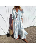 Colorful boho maxi dress by Lumina Wear featuring vibrant multi-color patterns and flowing fabric, casual summer style.