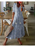 Blue Dianna boho dress by Lumina Wear featuring tummy coverage and flowing design, perfect for casual and summer wear.