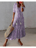 Blue Dianna Boho Tummy Coverage Dress by Lumina Wear, lightweight dress with relaxed fit and bohemian style.