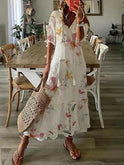 Blue Dianna Boho Tummy Coverage Dress by Lumina Wear, lightweight dress with relaxed fit and bohemian style, perfect for casual wear.