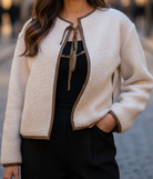 Elena | Textured Tie-Front Cropped Jacket – Lumina - Lumina Vancouver