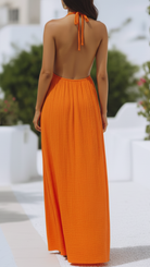 Isla | V Neck Halter Pleat Maxi Dress - Lumina - Lumina Vancouver