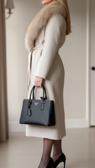 Elena | Coat with Fur Collar and Belt - Lumina - Lumina Vancouver