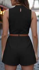 Luna | Plunging V-Neck Belted Romper - Lumina Vancouver - Lumina Vancouver