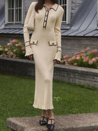 Luna | Contrast Trim Midi Dress Buttons - Lumina Vancouver - Lumina Vancouver