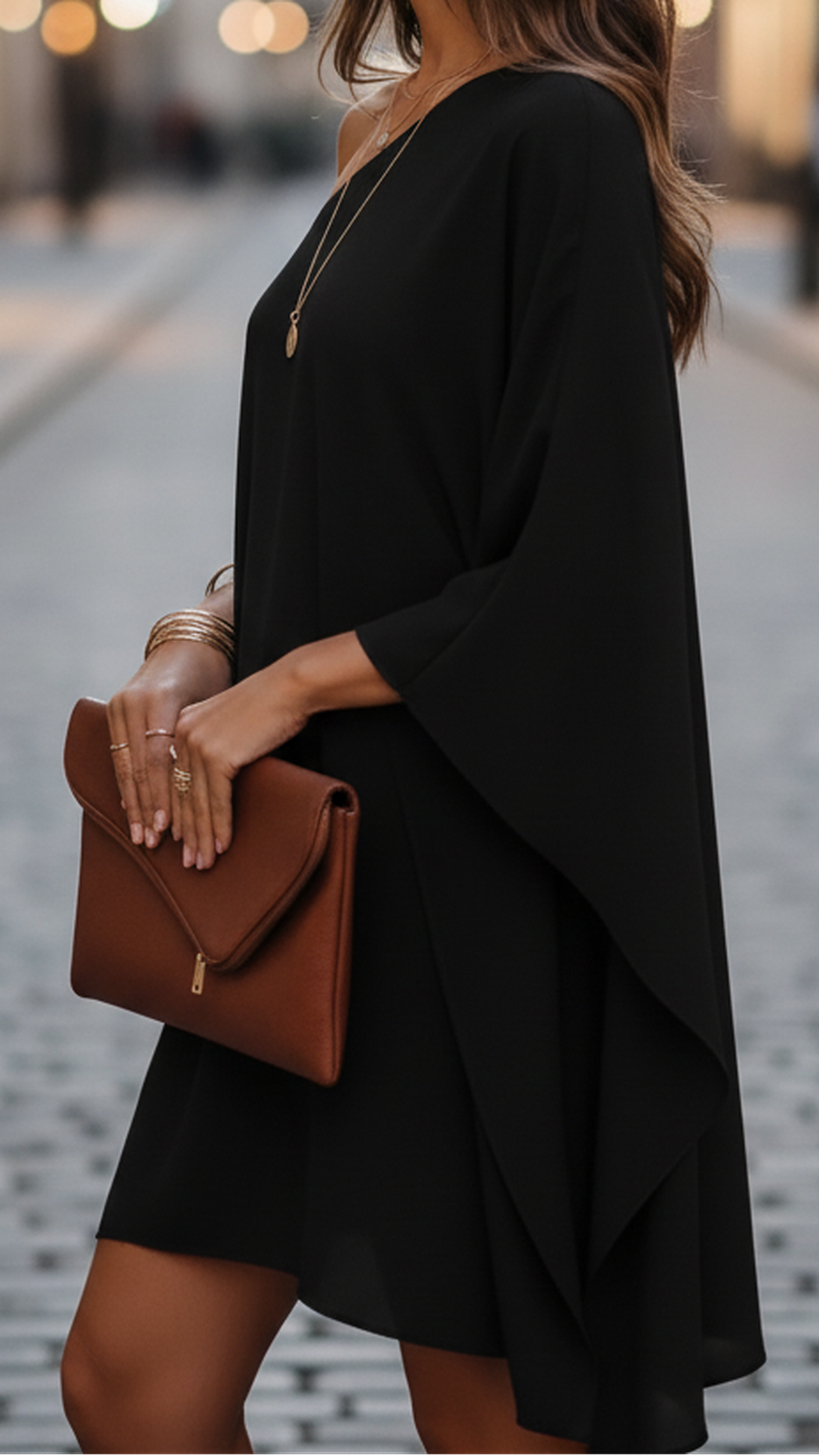 Black Eclipse Nightfall one-shoulder draped mini dress by Lumina Wear, showcasing elegant, flowing fabric and stylish design.