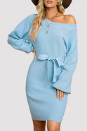 Lumina Wear Elara ribbed knit sweater mini dress in vibrant tangerine red, featuring a fitted silhouette and cozy texture.