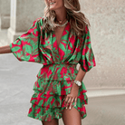 Blue Liv Romper V-Neck mini dress by Lumina Vancouver featuring smocked waist and V-neck design.