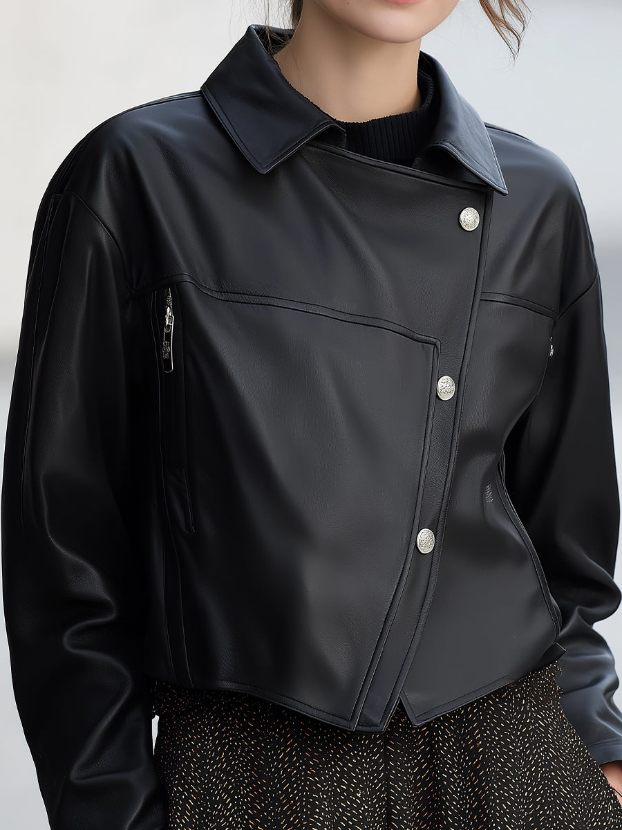 Elena | Asymmetrical Faux Leather Jacket - Lumina Vancouver - Lumina Vancouver
