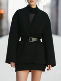 Black Wynne blazer dress with oversized design and belt by Lumina Wear, featuring a tailored fit and stylish look.