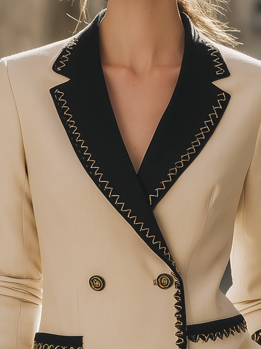 Elena | Blazer with Black Contrast Trim - Lumina - Lumina Vancouver
