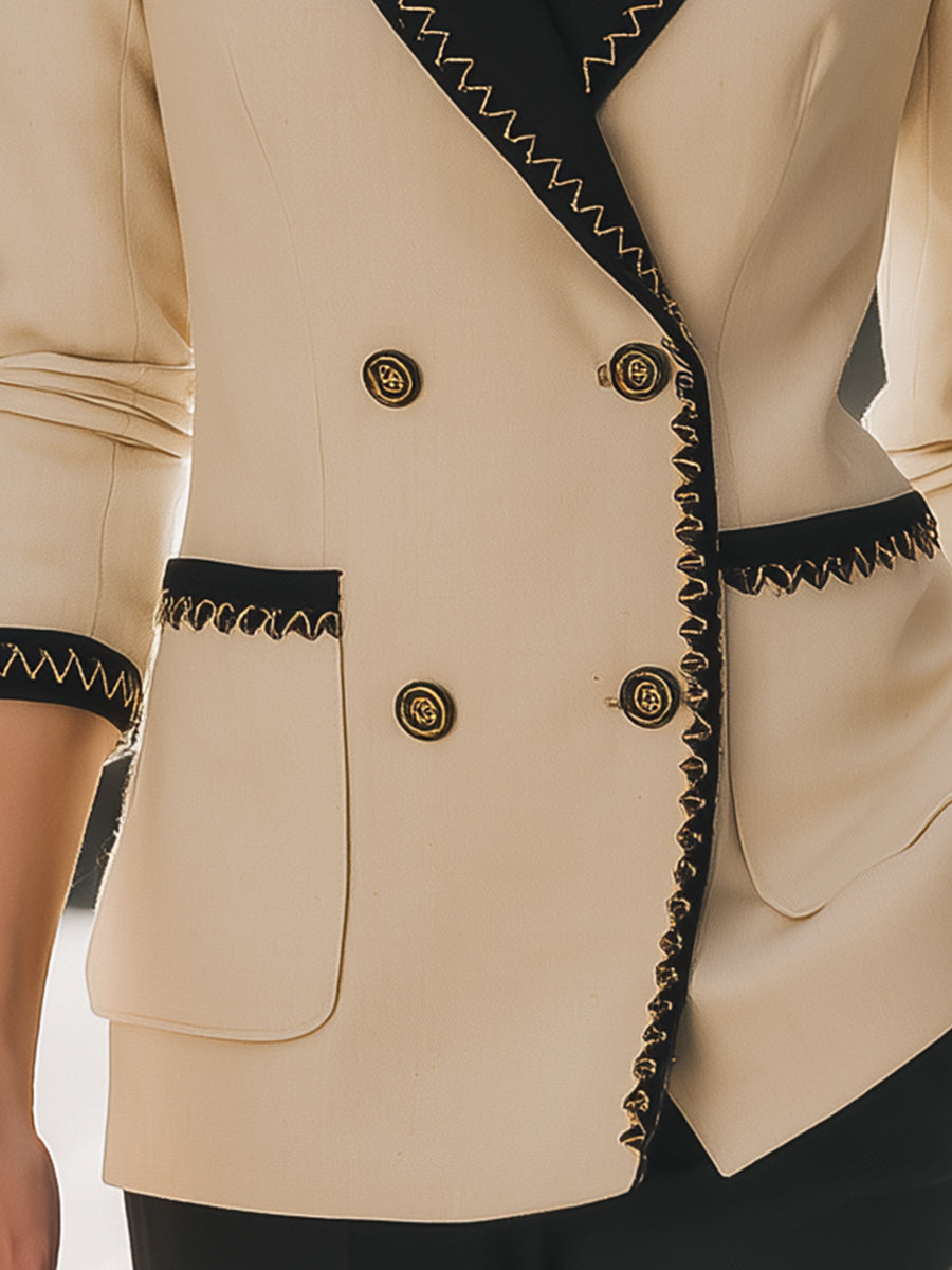 Elena | Blazer with Black Contrast Trim - Lumina - Lumina Vancouver