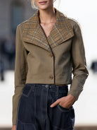 Elena | Cropped Jacket with Oversized Plaid Collar - Lumina Vancouver - Lumina Vancouver