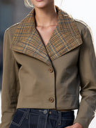 Elena | Cropped Jacket with Oversized Plaid Collar - Lumina Vancouver - Lumina Vancouver