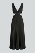 Elegant black pleated dress by Lumina Wear, featuring a flattering silhouette and stylish design for sophisticated occasions.