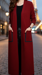Lumina Vancouver Elena longline coat with functional pockets in urban red, lightweight and stylish for modern winter wear.
