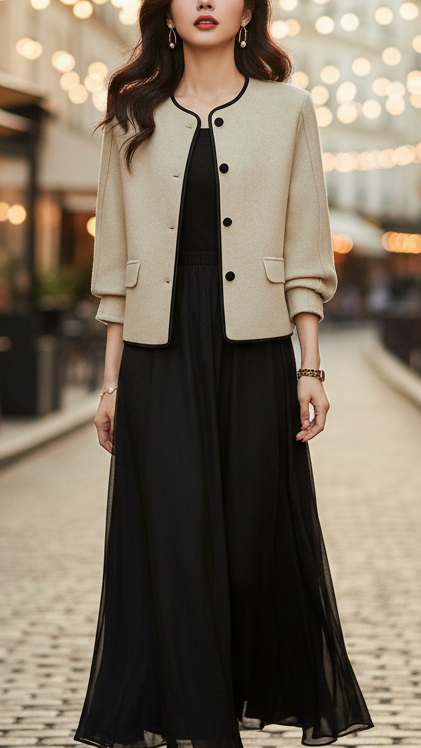 White Elena high neck jacket by Lumina Wear, lightweight and stylish, shown on a model in size XS.