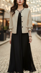 White Elena high neck jacket by Lumina Wear, lightweight and stylish, shown on a model in size XS.