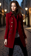 Luxurious burgundy velvet blazer by Lumina Wear featuring gold accents, designed for a sophisticated look.