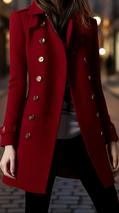 Lumina Vancouver Elena velvet blazer in burgundy with gold accents, stylish women's blazer with elegant detailing.