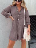 Blue Eliana casual denim dress by Lumina Wear, featuring a fitted silhouette and stylish casual design.