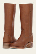 Light brown Emily Lumina Wear classic Western mid-calf boots with stacked heel, stylish footwear for women.