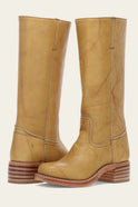 Light brown Emily Lumina Wear classic Western mid-calf boots with stacked heel, stylish for women.