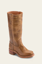 Light brown Emily Lumina women's Western mid-calf boots with a stacked heel and classic design.