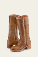 Light brown Emily Lumina Wear classic Western mid-calf boots with stacked heel for women, featuring a stylish Western design.