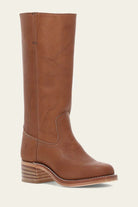 Light brown Emily Lumina women's Western mid-calf boots with stacked heel and classic design, suitable for everyday wear.