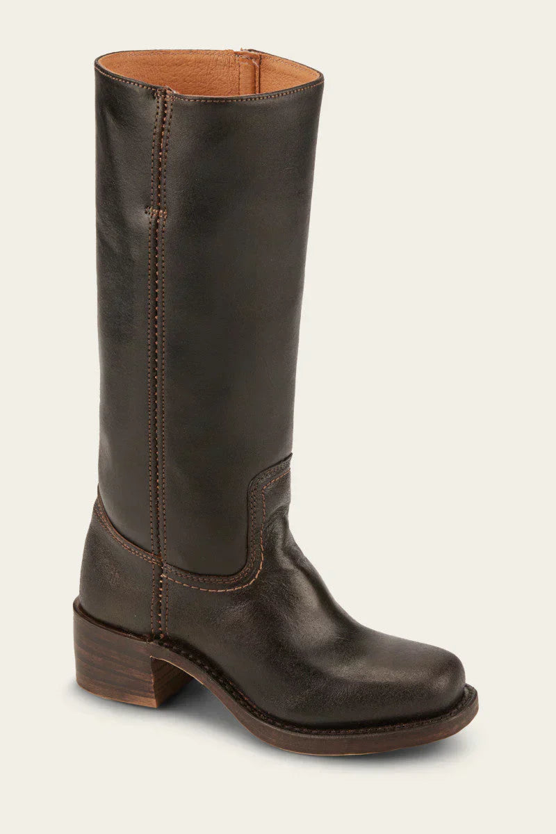 Light brown Lumina Wear Emily women's Western mid-calf boots with stacked heel, showcasing classic Western style and leather texture.