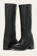 Light brown Emily Lumina Western mid-calf boots with stacked heel and classic Western style, perfect for casual and stylish wear.