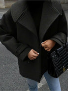 Taupe Emily™ double-breasted jacket by Lumina Vancouver featuring button details, stylish and tailored for a sophisticated look.