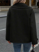 Taupe Emily™ double-breasted jacket with button details by Lumina Vancouver, stylish and tailored for a modern look.