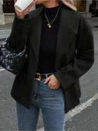 Lumina Vancouver Emily™ stylish double-breasted jacket with button details in taupe, showcasing a fashionable women's outerwear piece.