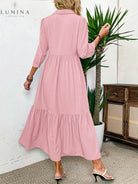 Pink Embla Button Dress by Lumina Vancouver, featuring a stylish button-front design and a flattering fit.