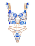 Enchanted Blue Blossom Lace Lingerie Set by Lumina Vancouver, 2-piece set with delicate lace details and floral design.