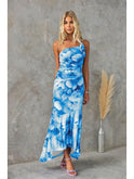 Blue Zelie floral summer dress by Lumina Wear, featuring a lightweight, flowy design perfect for warm weather and outdoor events.