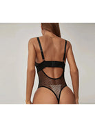 Lumina Vancouver Esmee's Bodysuit in black, form-fitting design with long sleeves and scoop neckline, displayed on a mannequin.