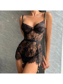Black Eva's nightdress by Lumina Wear, comfortable sleepwear with soft fabric and relaxed fit, shown on a model.