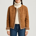 Brown Evelyn luxury autumn jacket by Lumina Wear, stylish outerwear with a cozy, sophisticated design for fall.