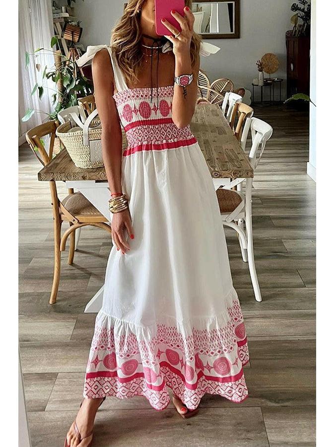 Farah™ Bohemian Summer Maxi Dress by Lumina Vancouver, flowing lightweight dress with floral patterns, perfect for warm weather.