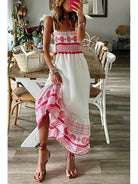 Lumina Vancouver Farah bohemian summer maxi dress with flowing fabric and floral print, perfect for warm weather and casual occasions.