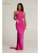 Lumina Vancouver Felina one-shoulder cut-out maxi dress for wedding guests, featuring a stylish design and elegant fit.