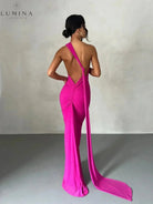 Lumina Vancouver Felina one-shoulder cut-out maxi dress for wedding guests, elegant evening gown with a stylish design.