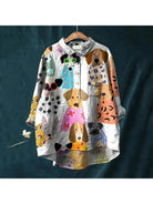 White Kjersti Canine Art Tee by Lumina Vancouver featuring a dog illustration on soft cotton fabric.