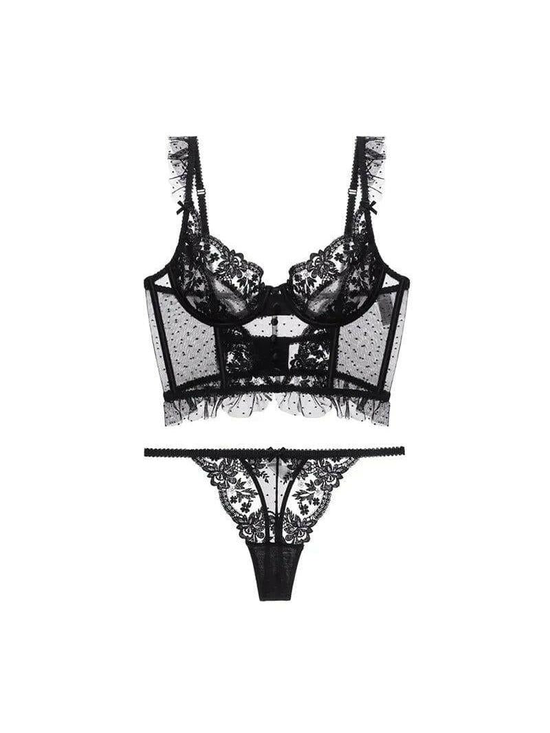 White Italian lingerie set by Lumina Vancouver featuring delicate lace details and a flattering fit.